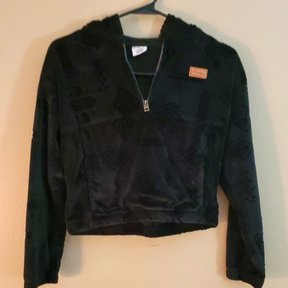 Hurley Black Soft Fleece Quarter Zip Pullover Crop